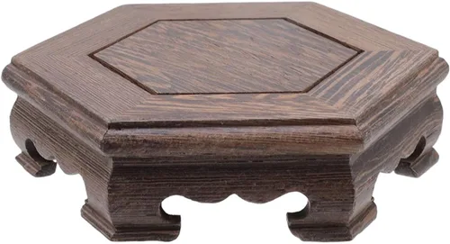Vista 18 de Base de madera, pedestal tradicional, soporte de exhibición de artesanía tradicional, base de madera, jarrón oriental, decoración de base de tetera