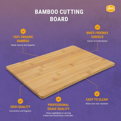 Vista 2 de YBM Home Tabla de cortar rectangular de bambú, pequeña