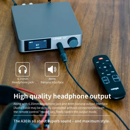 Vista 4 de LOXJIE Amplificador de potencia de audio estéreo de alta fidelidad A30 y amplificador de auriculares, amplificador de chip MA12070 clase D