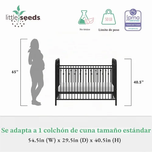 Vista 5 de Little Seeds Monarch Hill Ivy - Cuna de bebé de metal color negro