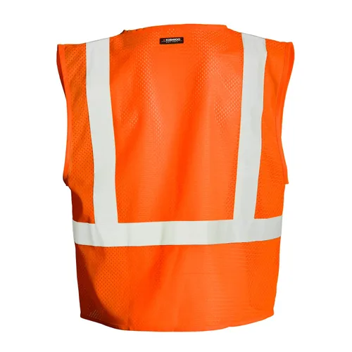 Vista 3 de Kishigo Chaleco de malla reflectante de alta visibilidad con 4 bolsillos para hombre 1083, cierre de cremallera, poliéster, ANSI 107 tipo R/Clase 2