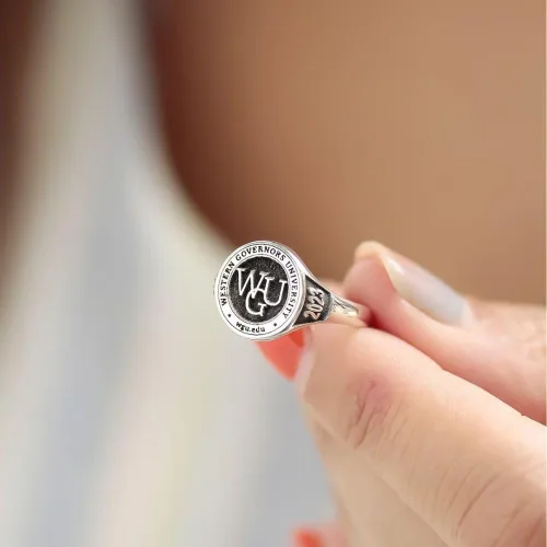 Vista 4 de Ssjewel Customize Own University Name Ring Personalize Women's High School Ring Graduation Gift Ring 14K Gold Finish Men High School Class Ring