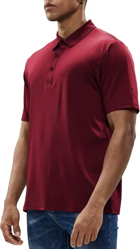 Vista 6 de MIER Polo de manga corta para hombre, protección solar, polo de golf, secado rápido