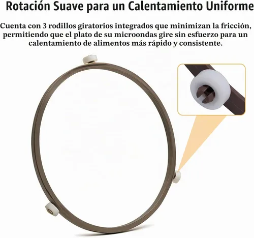 Vista 3 de Anillo de reemplazo para plato giratorio de microondas de 7 pulgadas, piezas de repuesto para girar microondas con 3 rodillos suaves, ajuste