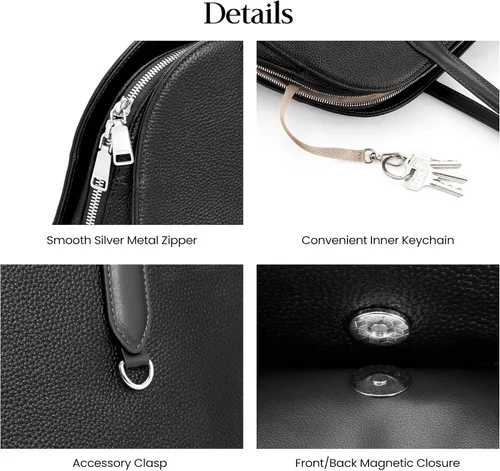 Vista 6 de befen Genuine Leather Tote Bag for Women Multi-Pockets Designer Shoulder Tote Work Purse Satchel Handbags