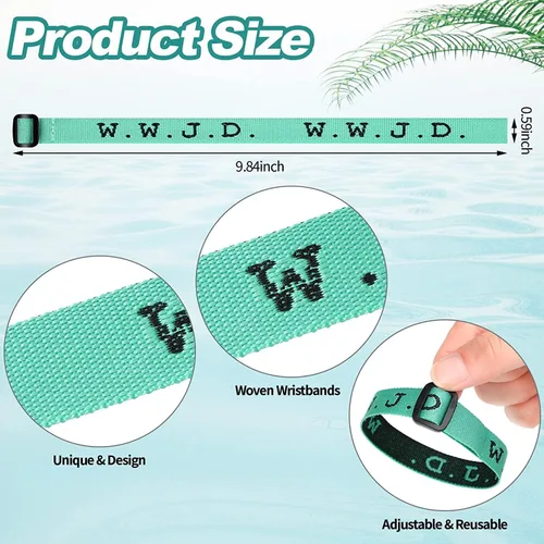 Vista 2 de FIMILOVE - 20 pulseras WWJD - Pulseras con texto en inglés "What Would Jesus Do", cintas de satén, regalos cristianos para hombres, mujeres, niños