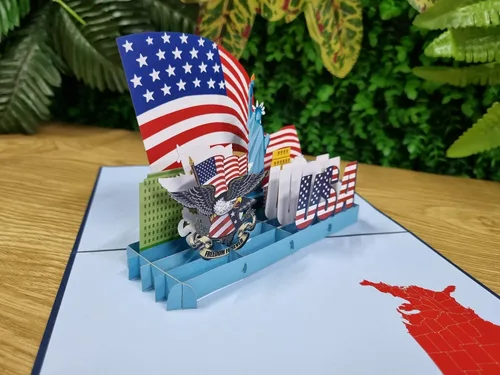 Vista 8 de Rykamia Blank USA Pop Up Card, Regalo de ciudadanía estadounidense, Regalo para un nuevo ciudadano estadounidense, Felicitaciones por convertirse