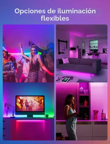 Vista 5 de Meross - Tira de luces LED inteligentes, 16.4 pies, WiFi, funciona con Apple HomeKit, Alexa, Google Home y SmartThings, 16 millones