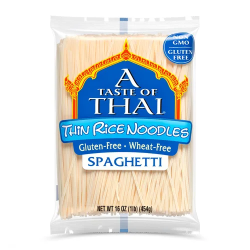 Vista 17 de A Taste of Thai Fideos de Arroz Fettuccine (Corte Recto) Sabor Tailandés de Calidad de Restaurante en Minutos Vegano, Sin Gluten, Sin Trigo, Sin
