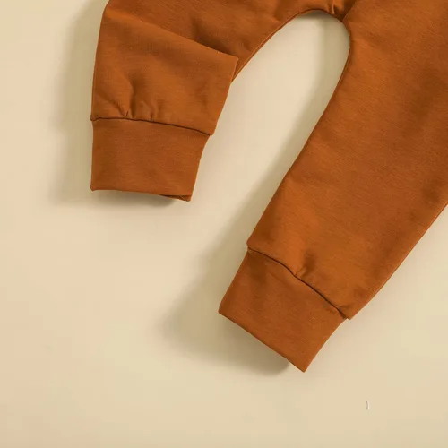 Vista 5 de Conjunto de 2 piezas de sudadera de calabaza de manga larga para bebé niño y niña, ropa de otoño e invierno