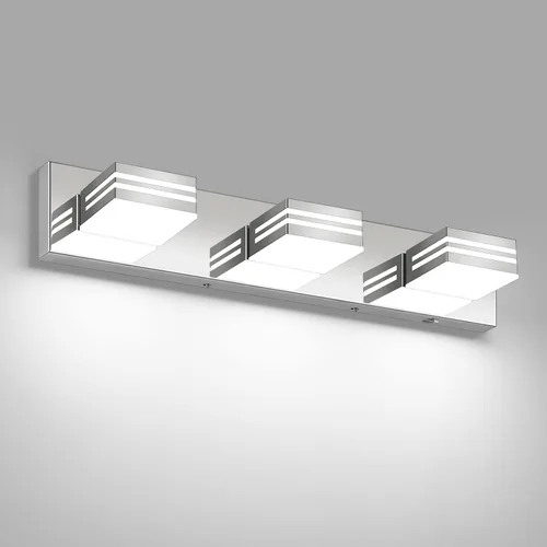 Vista 13 de Moderna lámpara LED para tocador de baño (3 luces, 24 pulgadas) (5CCT, regulable), negro mate moderno para pared de baño