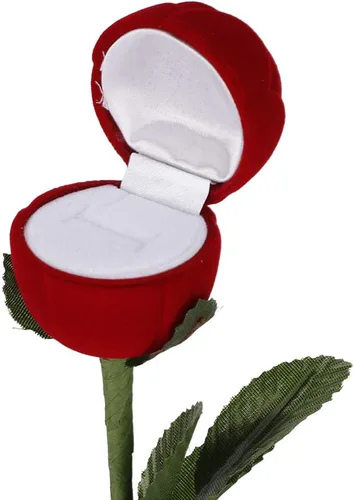 Vista 3 de Caja de almacenamiento de anillo de boda con forma de flor de rosa de moda para pendientes de collar