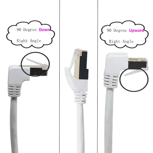 Vista 3 de Cable Ethernet Cat6 de 90 grados en ángulo recto hacia abajo, cable Ethernet de ángulo recto Cat 6 para PC, router, módem, impresora, caja de TV