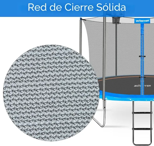 Vista 6 de Zoomster Red de recinto para cama elástica con tapa de poste, red de seguridad de repuesto para 6 postes rectos, trampolín redondo, transpirable