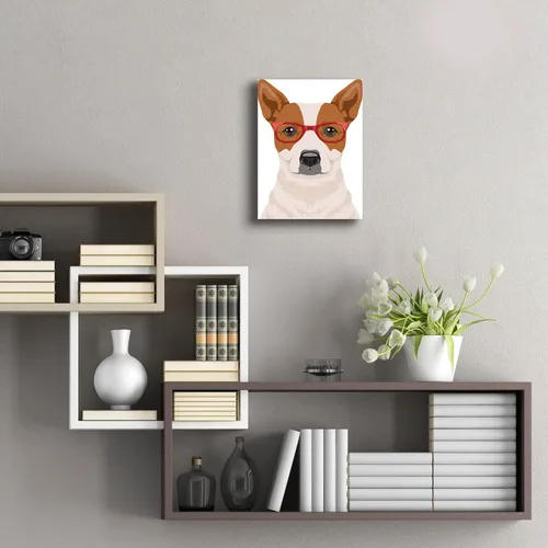 Vista 6 de Epic Art 'Perro de ganado australiano con gafas hipster' por Olga y Alexey Drozdov, arte de pared de vidrio acrílico, 12 x 16 pulgadas