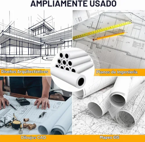 Vista 4 de VOISEN Papel de plotter de formato ancho, 24 pulgadas x 150 pies, 2 rollos, CAD Bond, Bond de 20 libras en núcleo de 2 pulgadas para impresoras