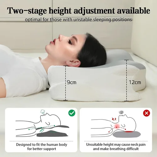 Vista 3 de Almohada cervical para el cuello, almohada cervical para aliviar el dolor de cuello, almohada cervical - Soporte de cuello y hombro, funda lavable