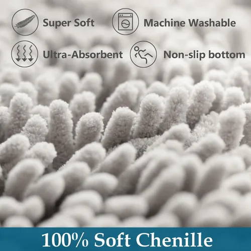 Vista 3 de Juego de 2 alfombras de baño antideslizantes para baños, juego de alfombras de felpilla gruesa y suave, alfombras de baño ultra absorbentes