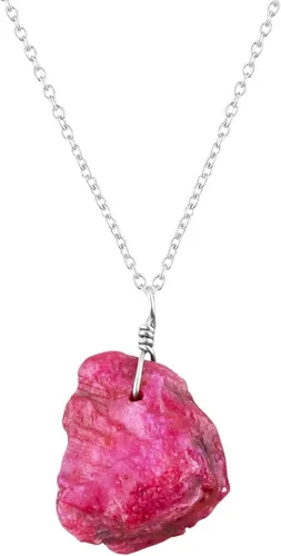 Vista 12 de Collar con colgante de piedras preciosas, piedra de energía áspera, cristales curativos de chakras, plata esterlina 925, chapado en rodio, piedra