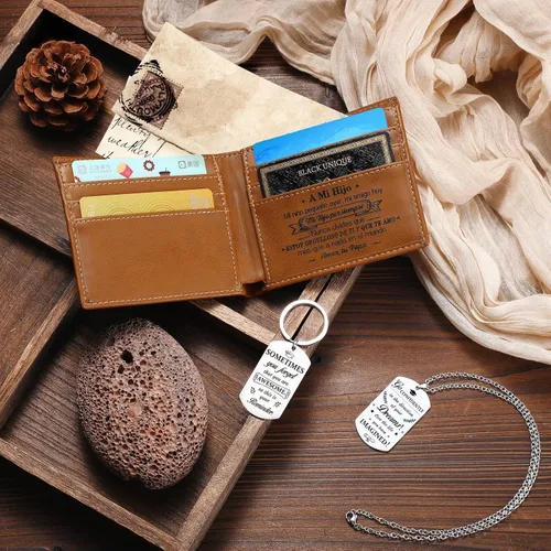 Vista 6 de Treela Juego de regalo de agradecimiento inspirador de cuero, cartera, llavero, regalo de agradecimiento para profesores, estudiantes, amigos