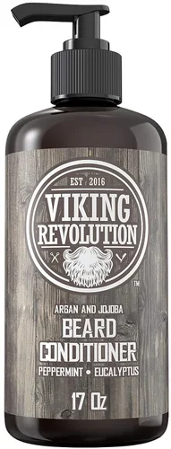 Vista 6 de Viking Revolution Acondicionador para barba con aceite de argán y jojoba - Suaviza y fortalece - Aroma natural a menta y eucalipto - Acondicionador