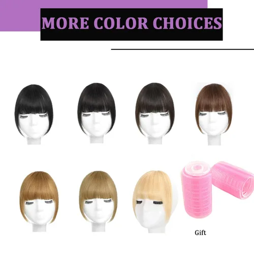 Vista 6 de Flequillo con clip de cabello humano real, flequillo rubio francés, extensiones de cabello para mujer, flequillo plano y ordenado, extensión