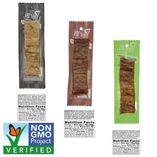 Vista 2 de Primal Spirit Vegan Jerky - Seitan Power Pack, 0.35 oz. Proteína a base de plantas, certificada sin OMG, sin conservantes