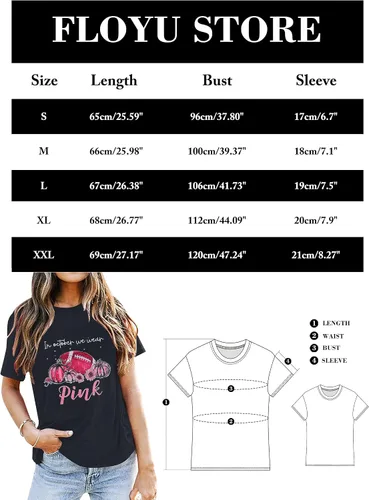 Vista 6 de Mujeres en octubre Llevamos camisa rosa Concientización sobre el cáncer de mama Tops Camiseta de fútbol para sobrevivientes de cáncer de mama