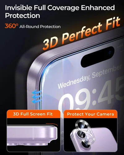 Vista 5 de Paquete de 2+2 protectores de pantalla de privacidad para iPhone 17