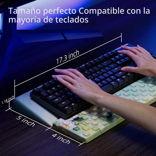 Vista 6 de Ospelelf Almohadilla para reposamuñecas para teclado, cómodo soporte ergonómico para teclado, accesorios de escritorio de oficina, artículos Anémona
