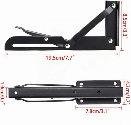 Vista 3 de Sumnacon - Soportes plegables resistentes, soportes de estante de metal negro de alta resistencia para mesa y banco, escuadra triangular de 8
