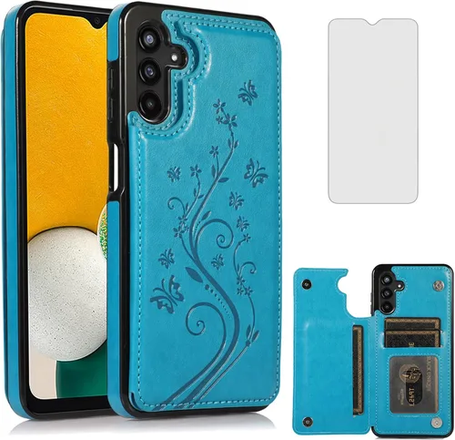 Vista 12 de Asuwish Funda de teléfono para Samsung Galaxy A13 5G/4G con protector de pantalla de vidrio templado, tarjetero con soporte para tarjeteros, soporte