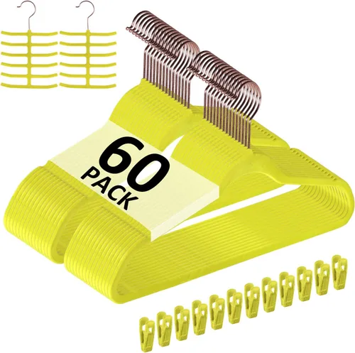 Vista 18 de VECELO Perchas de Terciopelo Premium para Ropa de Servicio Pesado (Paquete de 25) - Antideslizantes y que Ahorran Espacio con 6 Clips para Dedos