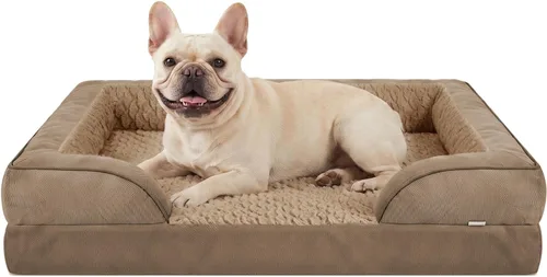Vista 57 de L Plus - Cama ortopédica para perros grandes, sofá lavable para perros con espuma para huevos, forro impermeable y parte inferior antideslizante