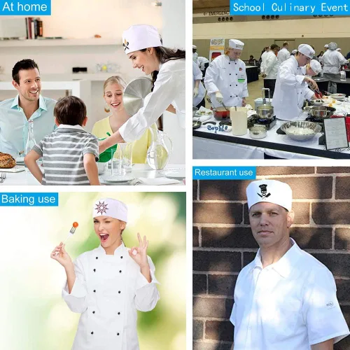 Vista 2 de Personalizado personalizado Chefs Sombrero de malla transpirable Top Skull Cap Baker Cocina Cocina Chef Cap