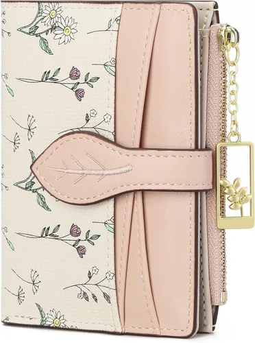 Vista 11 de GAEKEAO Billeteras pequeñas para mujer, con bloqueo RFID, plegable, de piel vegana, con bolsillo con cremallera, ventana de identificación