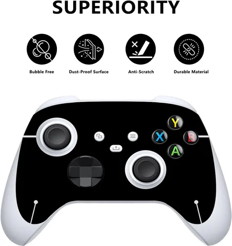 Vista 2 de PlayVital Fundas de vinilo personalizadas negras para controlador inalámbrico Xbox Core, calcomanías de cubierta para consola Xbox Series S