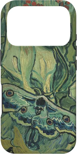 Vista 29 de iPhone 13 gran polilla pavo real de Vincent van Gogh, insecto en una caja de jardín