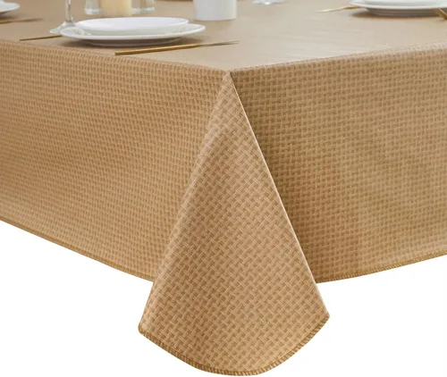 Vista 32 de LIBERECOO Mantel de vinilo resistente con reverso de franela, mantel de plástico impermeable a prueba de aceite, resistente a las manchas, lavable