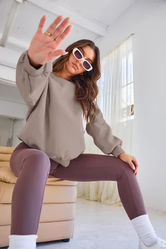 Vista 3 de EFAN Sudaderas de gran tamaño para mujer, cuello redondo, sudaderas con capucha Y2K para otoño, moda de otoño, trajes de moda 2025 para adolescentes