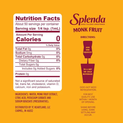 Vista 2 de SPLENDA Monk Fruit - Gotas edulcorantes líquidas sin calorías, 1.68 onzas líquidas