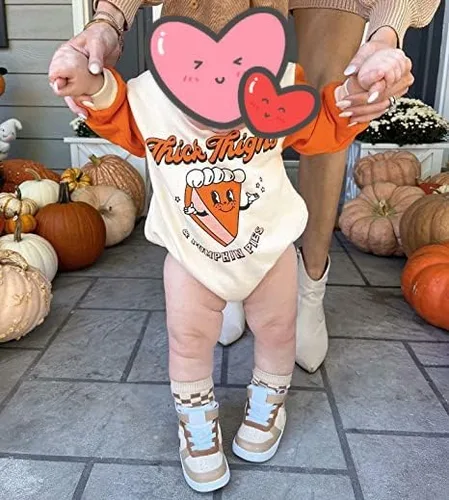 Vista 2 de FYBITBO Traje de Halloween para bebé recién nacido, sudadera de manga larga, mameluco de burbujas, linda ropa de Halloween