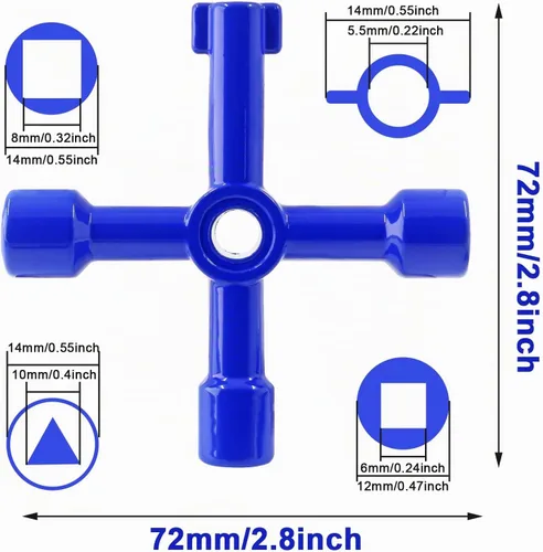 Vista 2 de 3 llaves multifuncionales de 4 vías, azul