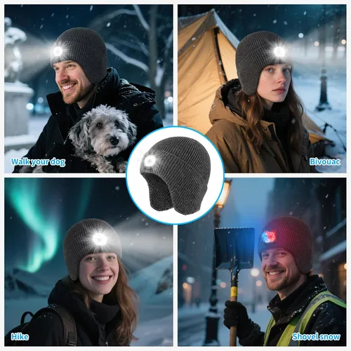 Vista 22 de Gorro Bluetooth con auriculares ligeros e inalámbricos, micrófono integrado y altavoces estéreo mejorados con música