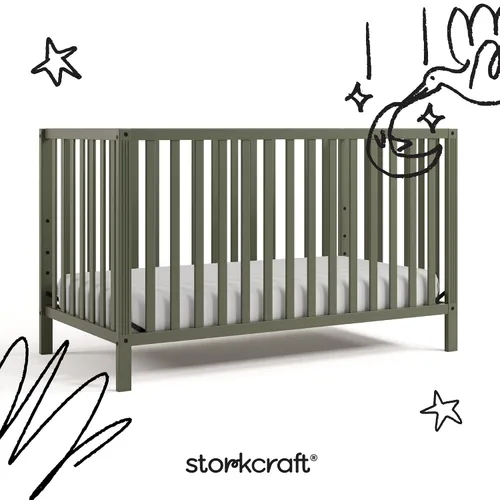 Vista 6 de Storkcraft Morningside - Cuna convertible 5 en 1, color verde oliva