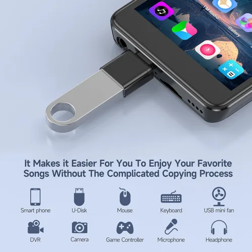 Vista 4 de Reproductor MP3 inteligente de 80 GB con Bluetooth y WiFi, pantalla táctil KeenPlus MP4 de 4.0 pulgadas y Android 13 compatible con las últimas