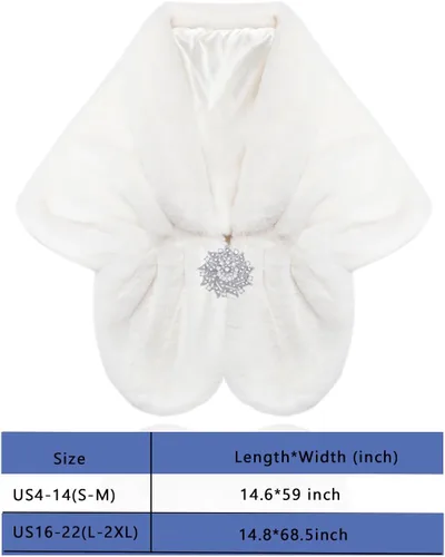 Vista 50 de Aukmla Bufanda de piel de boda para mujer con broche de diamantes de imitación para novia y damas de honor