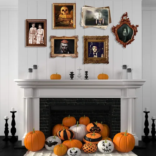 Vista 4 de Outus 12 piezas de decoración de mansión embrujada de Halloween, fotos encantadas, decoración gótica, retratos de mansión de terror, imágenes