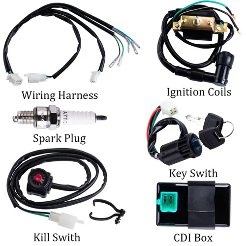 Vista 6 de Kit de arnés de cableado, interruptor de encendido, bobina de encendido, caja CDI, bujía para kit de reconstrucción para arranque de patada
