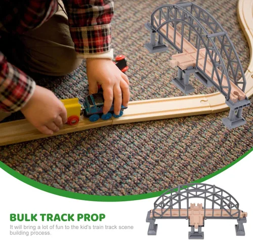 Vista 6 de Toyvian Accesorio de puente de pista de tren de madera para niños, juguete de tren ligero creativo para juego independiente y construcción